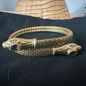 Gold Snake Bracelet with Red Gemstones Stella and Dot Vintage